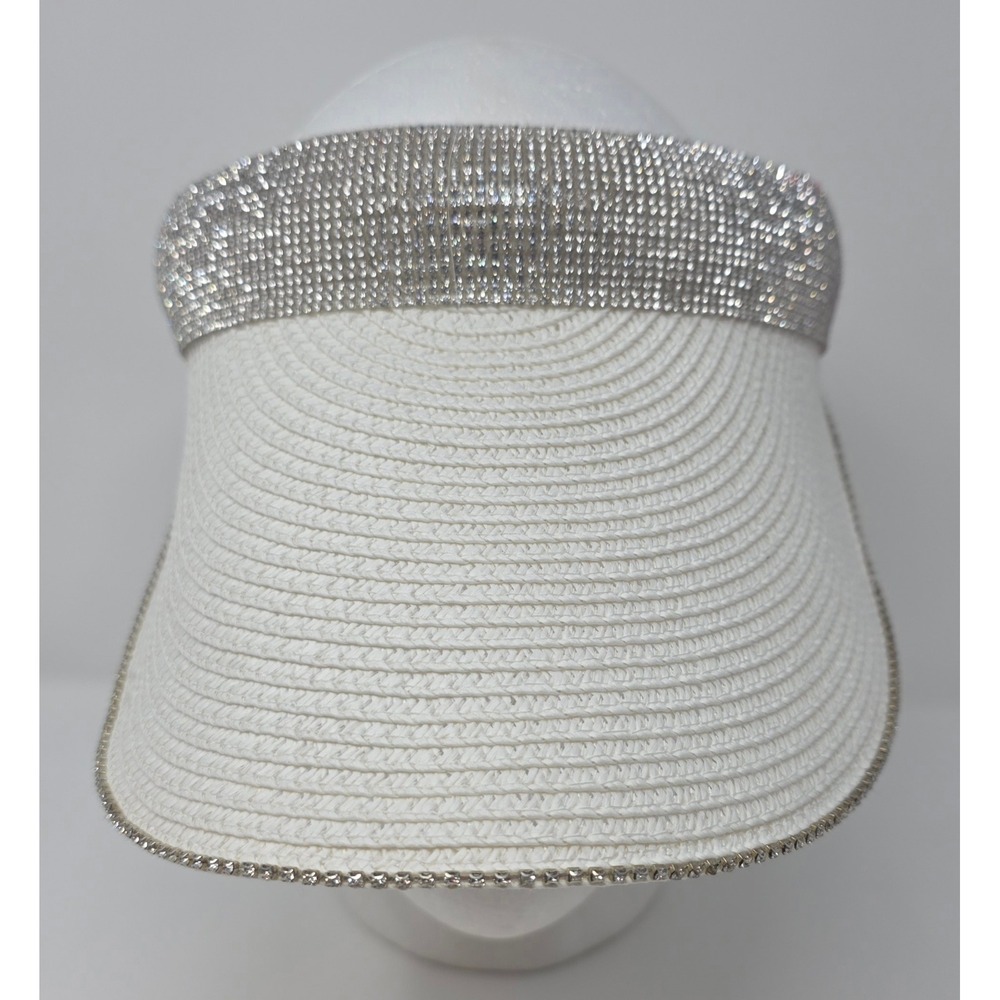 David and Young Visor Womens White Rhinestone Band